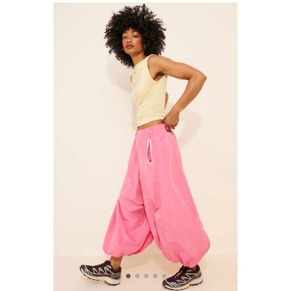 Anthropologie x Maeve Pink Bubble-Leg High-Rise Chino Pants Small